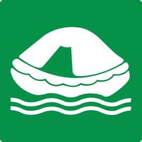 Green sign liferaft. Liferaft locations intended for evacuation of persons in case of emergency on a vessel or other object. Organization of evacuation in emergency conditions. Iso 7010. vector