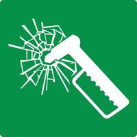 Green sign emergency hammer. Indication the location a hammer intended for breaking glass in emergency situations. Access to escape routes through windows or glass barriers. Iso 7010. vector