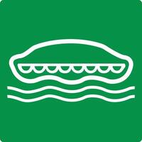 Green sign lifeboat. Lifeboat locations intended for the evacuation persons in an emergency on a ship or other object. Organization evacuation in emergency conditions. Iso 7010. vector