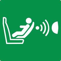 Child seat presence and orientation detection system CPOD. System automatically detects whether the child seat is installed correctly and also signals the presence a child in the seat. Iso 7010. vector