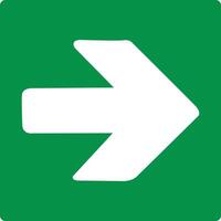 Green sign arrow right. Arrow pointing right. Shows the direction movement to the exit or shelter in an emergency. Movement right to the safety zone. Indicates the nearest safe point or exit. Iso 7010 vector