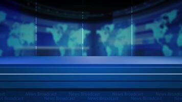 News background, News studio background world map with anchor table video