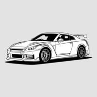 Black and White view car illustration for conceptual design vector