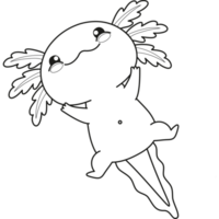 Outline funny Axolotl. Line drawing png