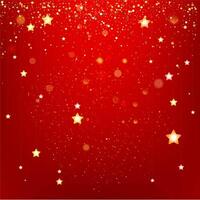 Red background with golden stars and sparkle effect vector