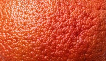 close-up of grapefruit peel with vibrant reddish-orange hue and detailed uneven texture showcasing natural patterns photo