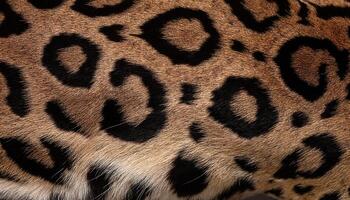 close-up of ocelot fur, featuring intricate elongated black spots on a tawny background for unique wild animal patterns photo