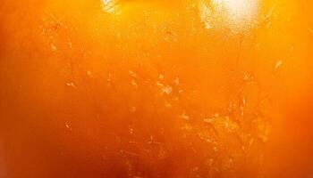 Macro view of persimmon peel with smooth, glossy orange texture photo