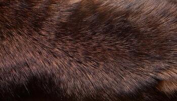 close-up of mink fur, showcasing its short, shiny, and dense texture with rich brown hues for natural and luxurious patterns photo