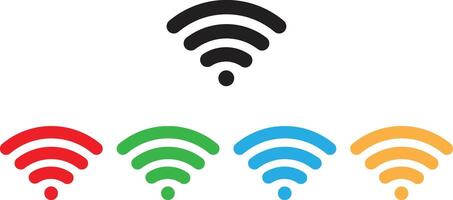 Colorful wifi icon set in five colors . Wireless network icon . Wireless internet connection sign . illustration vector
