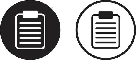 Clip board icon set in two styles . Form icon . List icon . illustration vector
