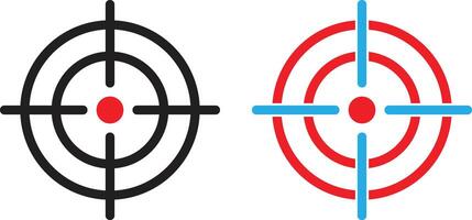 Target icon set in black , blue and red colors . Gun target icon . Goal icon vector