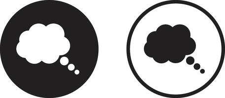 Thinking cloud icon set in two styles . Comic speech bubble icon . Thought cloud icon vector