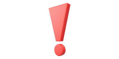 Red exclamation mark icon isolated on transparent background png