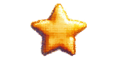 Golden pixelated star isolated on transparent background png