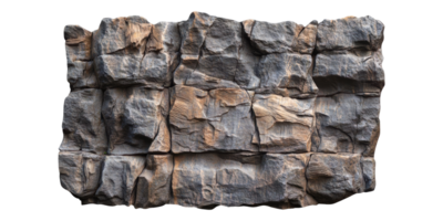 Rough stone brick wall texture isolated on transparent background png