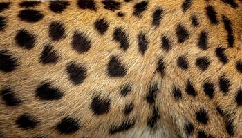 macro view of cheetah fur with golden tones and distinct black spots showcasing the iconic pattern of the fastest land animal photo