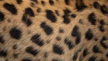 macro view of cheetah fur texture with vivid golden hues and distinctive black spots highlighting the animal's iconic pattern photo