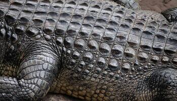 close-up of alligator skin showcasing rugged scale texture and natural patterns photo