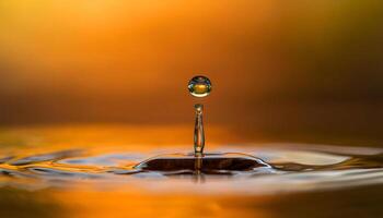 Macro Shot of a Water Droplet Creating Ripples photo