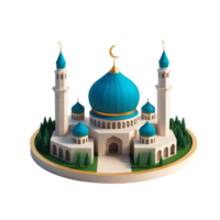 Artistic 3D Mosque with Dome and Crescent png