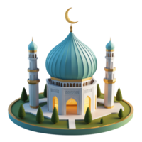 Modern 3D Mosque with Turquoise Dome png