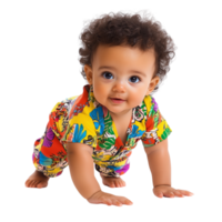 Toddler with Curly Hair Taking First Steps, Isolated on Transparent Background png