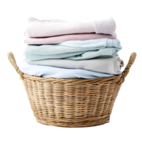 pastel roupas cesta com suave guardada tecidos isolado em transparente fundo png