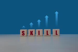 Skill text with continuous development and growth photo