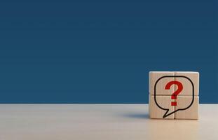 Puzzle, curiosity concept, question icon in speech bubble on empty space photo