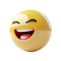 3D Laughing Emoji with Open Mouth and Closed Eyes, Expressive Face Isolated on Transparent Background png