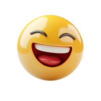 Fun 3D Laughing Face Emoji with Closed Eyes and Open Mouth, Detailed Expression Isolated on Transparent Background png