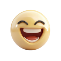 3D Detailed Laughing Face Emoji with Closed Eyes and Open Mouth Isolated on Transparent Background png