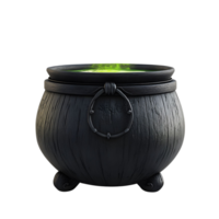 Bubbling Green Potion in 3D Witch Cauldron, Isolated on Transparent Background png