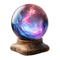 Mystical 3D Crystal Ball Icon with Swirling Energy, Isolated on Transparent Background png