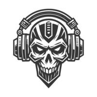 Skull with headphone vector
