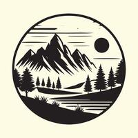 A black and white logo for a mountain range vector