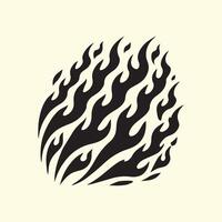 A black and white illustration of a flame vector