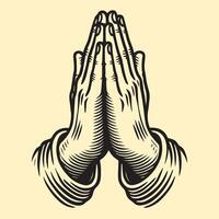 Praying hands with crossed arms on a white background vector