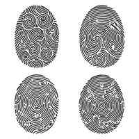 Four different fingerprints with swirls and swirls vector
