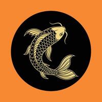 Golden koi fish on black background vector