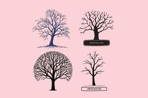 Four different types of trees on a pink background vector