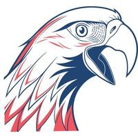 An eagle head with red and blue feathers vector