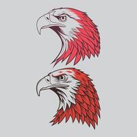 Two red and white eagle heads on a gray background vector
