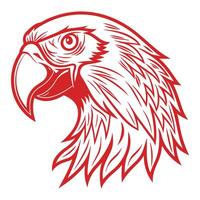 The head of an eagle is shown in red vector