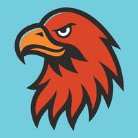 An angry red eagle head on a blue background vector