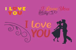 I love you card with silhouettes of a couple vector