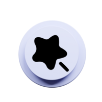 A white button with a black star on it png