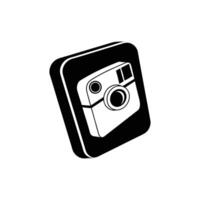 A black and white photo camera icon on a white background vector