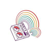 A rainbow and a cassette player in the shape of a rainbow vector
